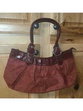 17x8 inches Burgundy Handbag Purse D8